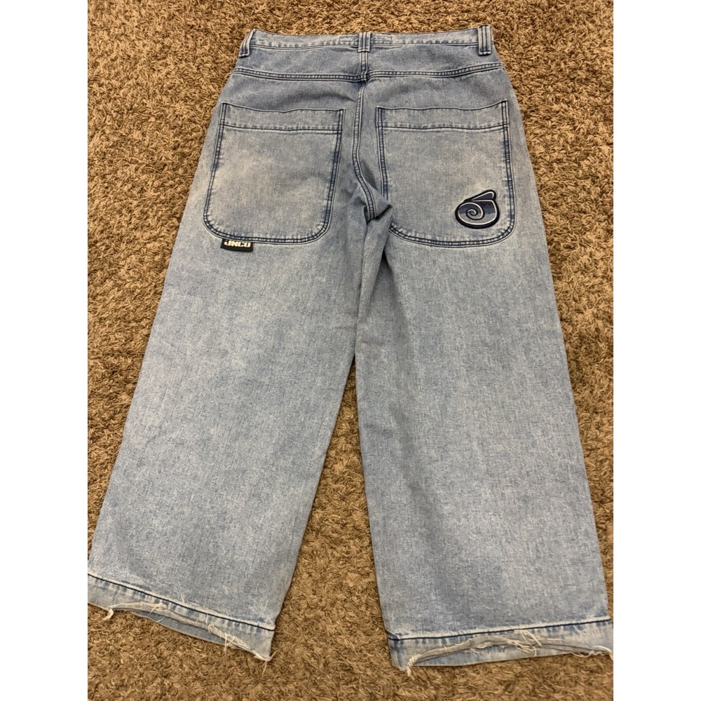 JNCO Originals Twin Cannon Classics Blue Jeans 26" Pockets Logo Size 36x30